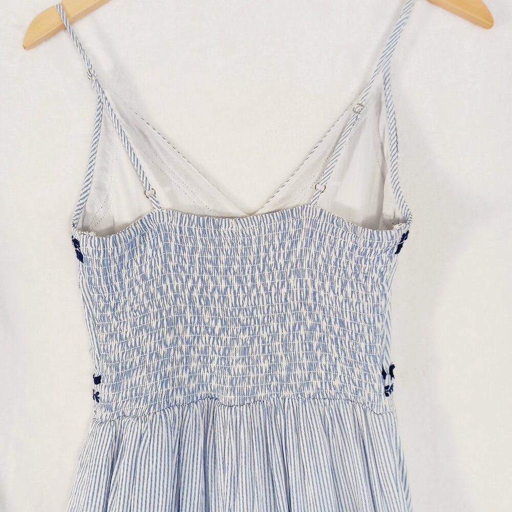 Japana, Palazzo Jumpsuit, S, Blue & White Stripe, Spaghetti Straps, Navy Trim - Picture 7 of 15